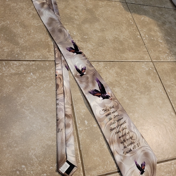 Men's Eagle Print Tie - Picture 4 of 5